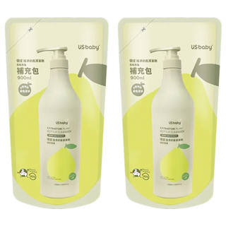 US baby 優生 植淨奶瓶清潔劑 補充包 清新西柚, 植物油精煉, 泡沫少, 好沖洗, pH5.5, 含蘆薈護手成分, 900ml, 2包