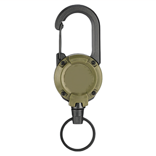 伸縮扣環 3個, 戶外掛扣, 鑰匙扣, ABS材質, 鋼絲繩, 尺寸12.3x4cm, 軍綠色, 1包