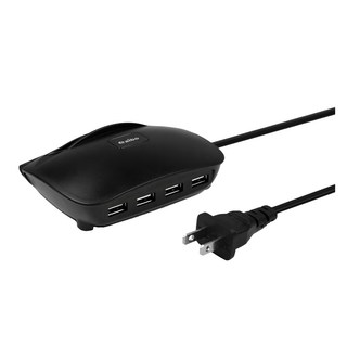 aibo 充電支架二合一 4孔USB充電器, 黑色, 國際通用電壓, AC100V-240V, 帶線, 1個