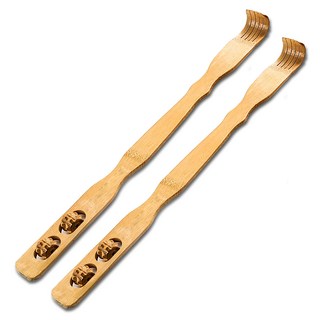 AHOYE 木製舒適抓頭不求人帶滾輪 背部按摩器, 2支