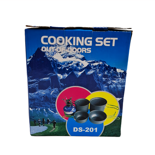 鋁鍋組 Set 4件, 耐高溫, 耐磨損, 易清洗, 不粘鍋, 登山露營便攜式鍋具, 1組, DS-201