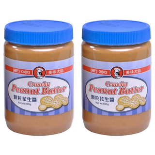 CHEF'S CHOICE 美味大師 顆粒花生醬 口感濃郁香滑 滿滿花生顆粒, 500g, 2罐