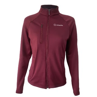 WOAWOA 女款3D網格刷毛立領保暖透氣外套 全開拉鍊式, M, 棗紅色, 1件