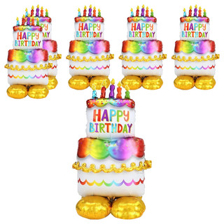 3D站立氣球 87cm x 59cm, 生日蛋糕 多色, 6個