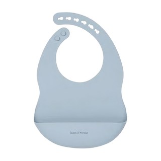 Sweet Lil' Monster 怪獸寶貝 霧面藍 矽膠防水圍兜 學齡前寶寶用餐好幫手 抗髒汙好清潔 柔軟可折疊, 1入, 1件