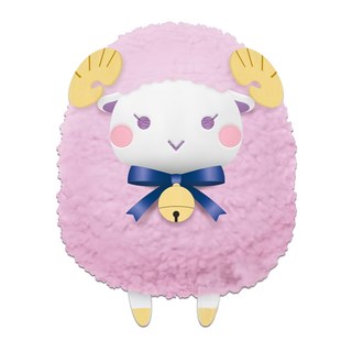 BANPRESTO 景品 Obey Me! 大型絨毛羊玩偶 A路西法 柔軟舒適 可愛造型 居家辦公擺設, 18cm, 粉色, 1個