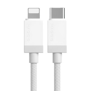 HAGiBiS 海備思 多彩編織 Type-C-Lightning 30W快充線, 100CM, 白色, 1條