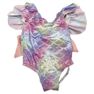 愛北鼻 寶寶美人魚泳衣, 連體泳衣 Set, 泳帽, 髮帶, 100, 美人魚