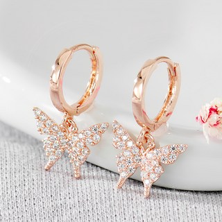 NOID-B 方晶鋯石蝴蝶垂墜耳環