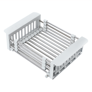 FAmILyLIFE 生活 不鏽鋼可伸縮廚房瀝水置物架 A-144-G 303g, 灰色, 1個