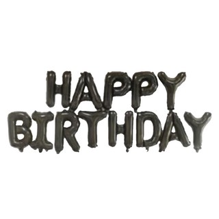 生活King 可懸掛生日快樂字母氣球 HAPPY BIRTHDAY 派對裝飾 立體氣球, 黑色, 1組