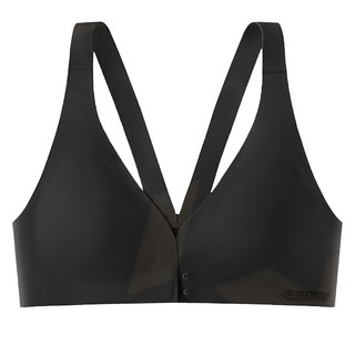 前扣式冰絲內衣，集中聚攏隱形前扣可拆胸墊, L, 時尚黑