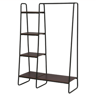 IRIS OHYAMA 愛麗思歐雅瑪 獨特木板風格分層收納吊掛衣架 PI-B3, 黑色