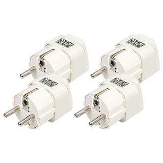 配件王 PJW 萬國轉換插座 MA-302T AC250V/10A 適用於德國、法國、印尼、韓國、越南, 4個, 白色, 6.5cm