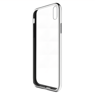 OZAKI 磁吸式9H玻璃保護殼 iPhone Xs Max, 厚度輕薄, 鏡頭邊緣增高保護, 時尚銀