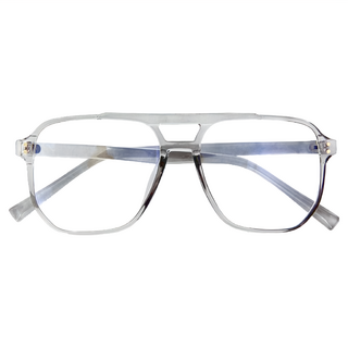 ALEGANT 復古時尚雙樑設計飛官款輕量TR90光學框UV400濾藍光眼鏡, 141 x 52mm, 雲杉灰