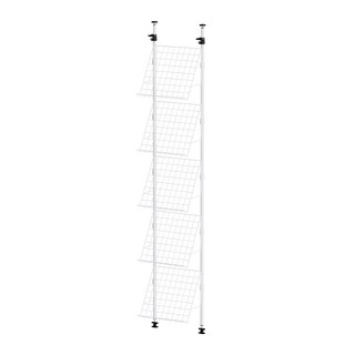 dayneeds 日需百備 頂天立地烤漆收納架 搭斜面雜誌架 45 x 45cm 5片 置物架 多功能網架 鐵架, 烤漆白