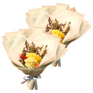 A-ONE 匯旺 綠黃索拉玫瑰花黃色大球花繡球花永生花束 Set 2個, V款