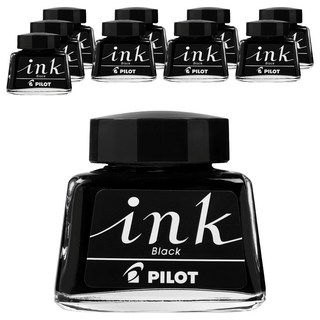 PILOT 百樂 INK30B 30 C.C 鋼筆墨水10罐組 書寫流暢、不易暈染, 黑色, 1盒