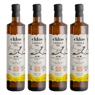 ekko 有機冷壓初榨芥花油 冷壓未經化學精煉 適合烹飪/煎炸/沙拉調味, 750ml, 4瓶