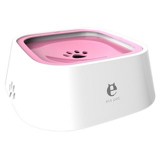 els pet 寵物不濕嘴漂浮碗, 粉色, ABS+PP材質, 1個