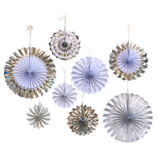 紙扇花套裝 8件裝, 燙銀