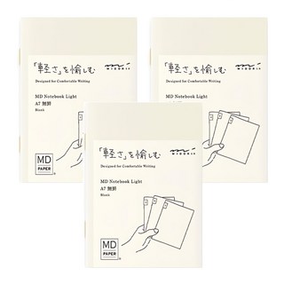 日本 MIDORI MD Notebook 輕量版 空白筆記本3件組 A7, 輕巧好攜帶，隨時記錄靈感, 1組, 15281