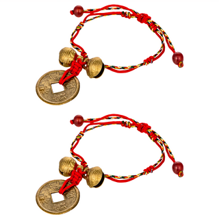 馥瑰馨盛 五帝錢雙銅鈴神獸法器 Set 2個, 鋼鈴, 五色棉線, 聚氯乙烯樹脂