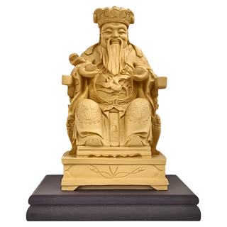 養慧軒 金剛砂陶土精雕佛像 土地公財神, 木色, 1個