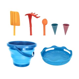 COMPACTOYS 無毒七合一摺疊玩沙工具, 藍色, 1組