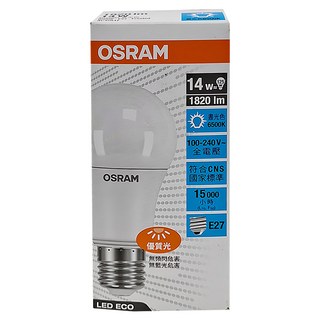OSRAM 歐司朗 超廣角 LED 燈泡 14W 6500K E27, 晝光色, 1盒