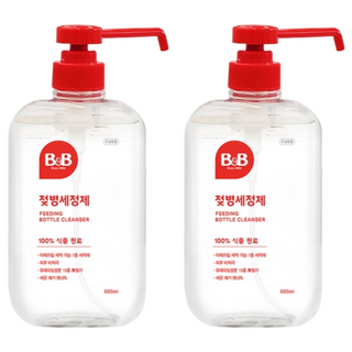 B&B 奶瓶清潔液, 100% 食物原料, 600ml, 2瓶