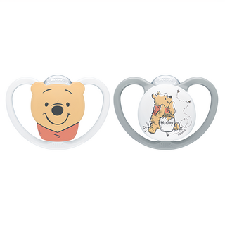 NUK SPACE 超透氣矽膠安撫奶嘴 迪士尼 小熊維尼, 2個, 6~18個月