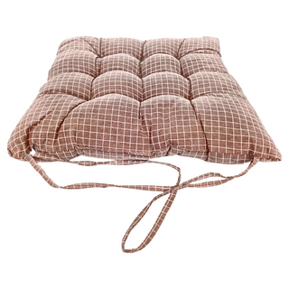 Life+ 日系無印風 棉麻格紋透氣坐墊 椅墊 靠墊