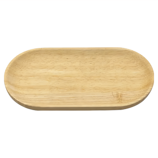 菊川本味 橡膠木盤 外徑 24x13x高1.6cm, 長條橢圓 原木色, 1個