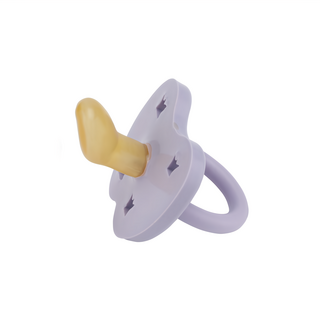 HEVEA 彩色拇指型奶嘴 100%天然橡膠材質 柔軟溫和耐久 獨特透氣孔設計 寶寶人體工學蝴蝶形狀設計, 3個月以上, 紫羅蘭, 1個