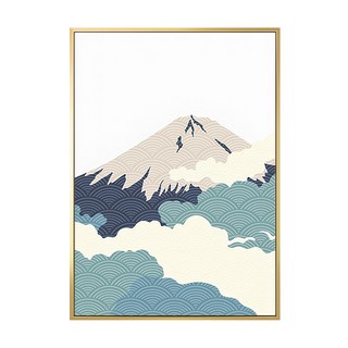 雲氣迷漫的富士山I 邊框掛畫, 金色