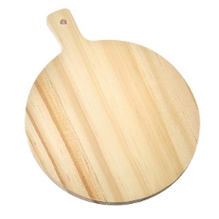 天然木板 圓形木質砧板 多用途料理擺盤 附手柄易攜帶, 1入, 15x11.7cm