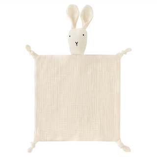 insular 茵秀麗 純色質感小動物純棉紗布安撫巾 - 柔軟紗布棉, 安心雙層紗布, 安全材質, 28 x 28cm, 蜜粉兔子, 1條