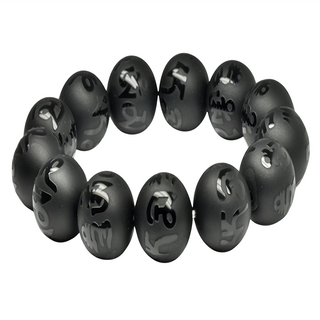馥瑰馨盛 避邪六字真言黑瑪瑙手鍊，圓珠直徑 0.8cm，手圍 16cm, 黑色, 圓珠(直徑0.8cm) x 手圍(15~16.5cm)