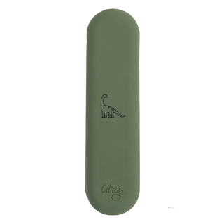 Citron 小檸檬 兒童餐具組 含收納袋, 絕緣不銹鋼(304)製成, 通過SGS認證德國LFGB食品容器驗證合格, 森林綠, 湯匙1支 + 叉子1支 + 刀子1支 + 矽膠袋1入, 3個