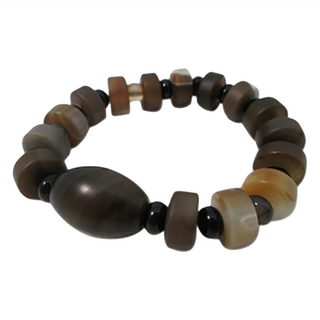 珊瑚玉瑪瑙天珠 圓珊瑚 D款, 褐色, 1個