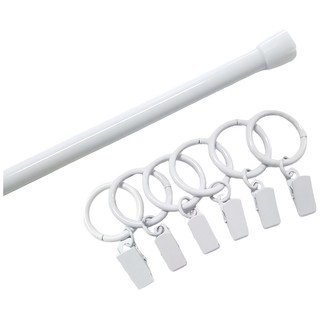 SANGSANGHOO 伸縮桿+吊環夾 Set, 白色, 伸縮桿 70~120 x 1.3cm + 吊環夾 3 x 7cm