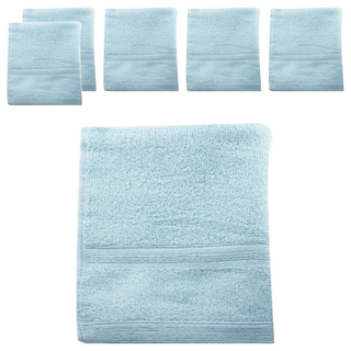 non-no 儂儂 細柔毛巾 棉紗 吸水快乾 親膚 雙股紗織造 雙倍吸水 耐磨不掉棉絮, 藍色, 6條