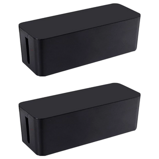 電源線收納盒 大 桌面電線整理神器 簡約時尚 持久耐用, 06 黑色, 2個