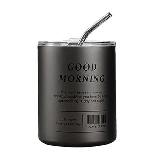 GOODMORNING 不鏽鋼隨行杯, 350mL 灰色, 1個