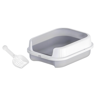 Truly House 半封閉式貓砂盆 附貓砂鏟 樹脂砂盆, 灰色, 1個