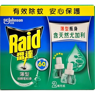 Raid 雷達 薄型液體電蚊香補充瓶 尤加利, 82ml, 1盒