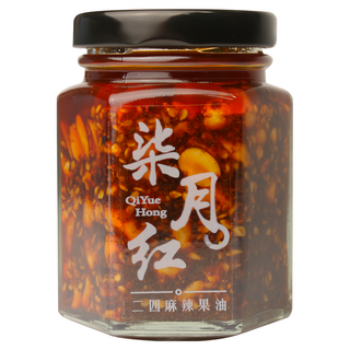 柒月紅 二四麻辣果油, 多種獨特香料, 精選台南九號花生, 四川頂級大紅袍花椒, 100g, 1罐
