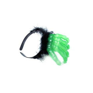 萬聖派對變裝 鬼手鬼爪毛毛髮箍 節慶裝扮 夜光, 1個, 黑色 + 綠色